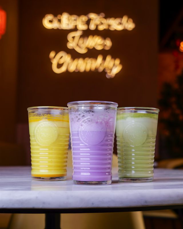 Barista Lattes colorés — Golden Latte, Ube Latte et Matcha Latte